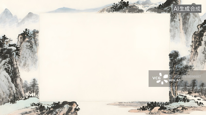 【AI数字艺术】高山水墨画背景最大图片素材