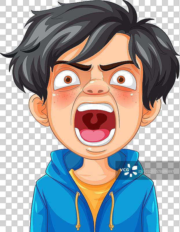 一个男孩表达愤怒图片素材
