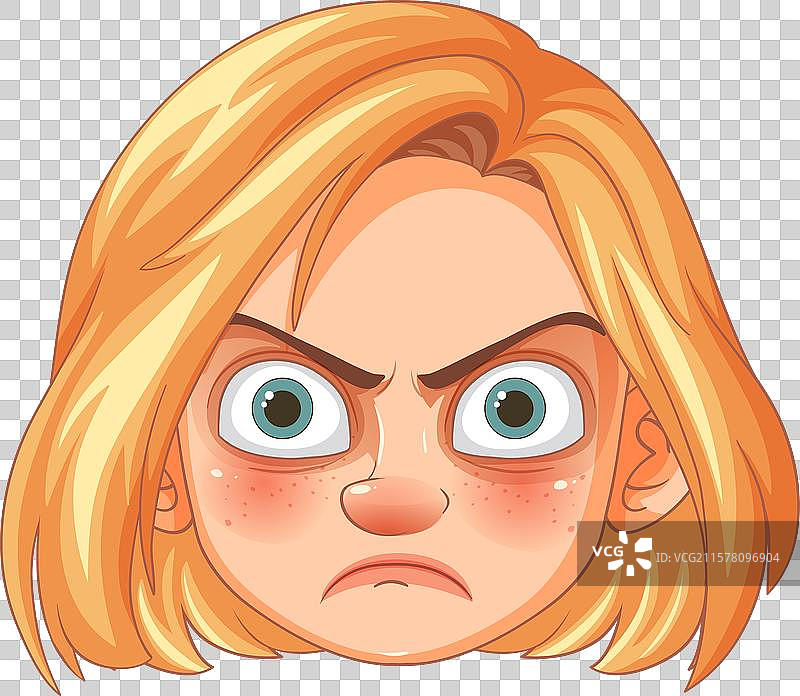 一个表现出强烈愤怒的卡通脸图片素材