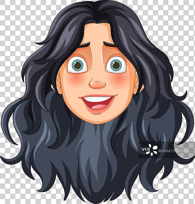 微笑的女性，眼神富有表现力，黑色头发图片素材