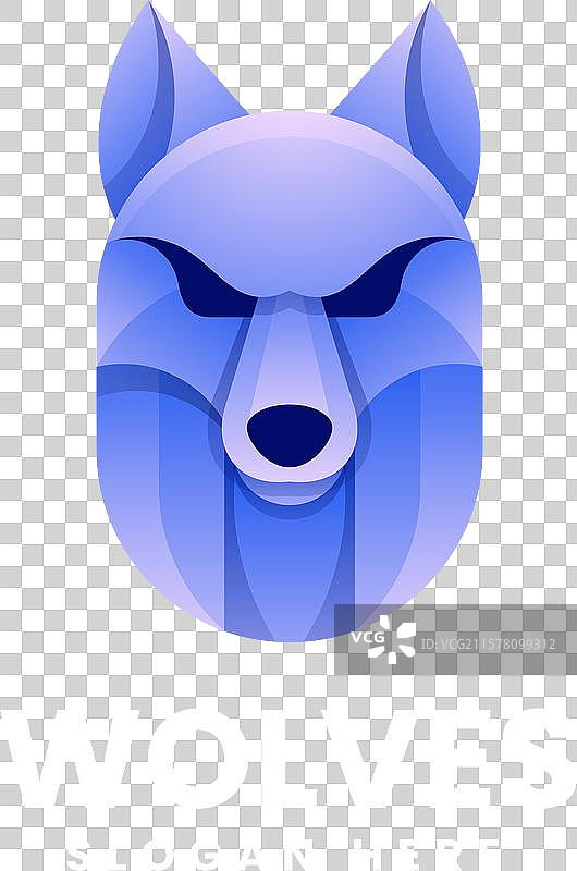 彩色渐变风格的狼标志图片素材