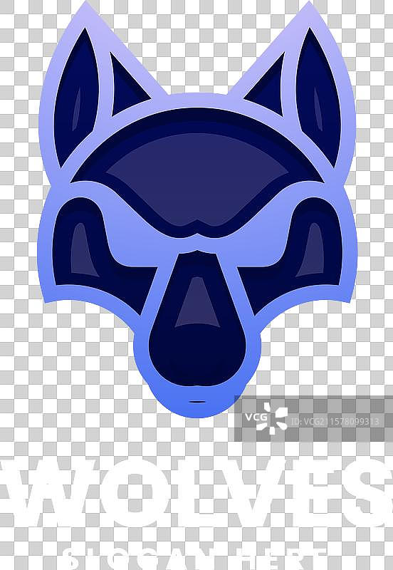 彩色风格的渐变线条艺术狼标志图片素材