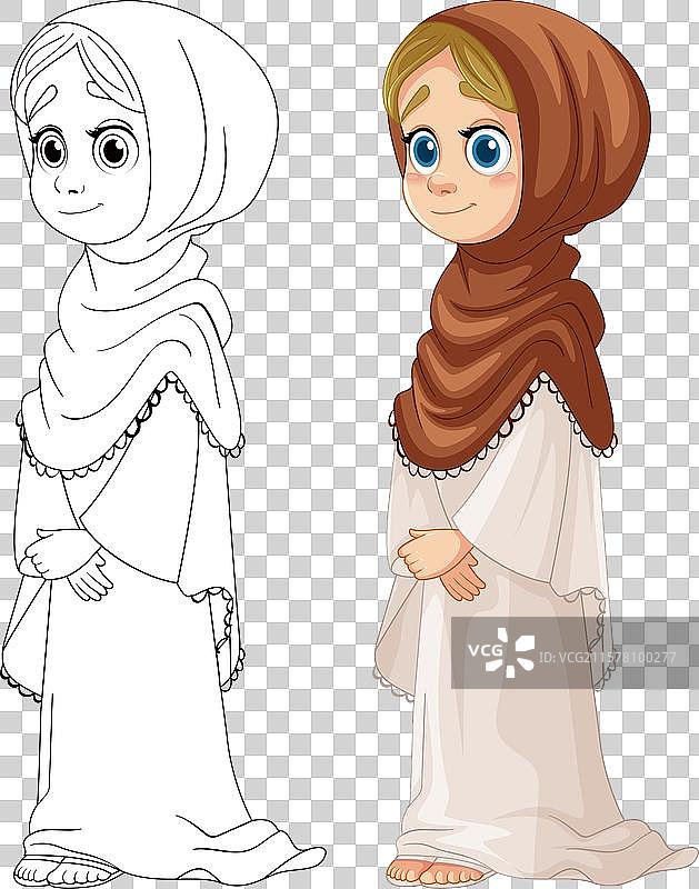 一位穿着传统服饰的年轻穆斯林女孩图片素材