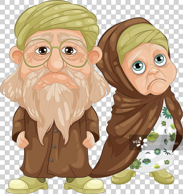 一对穿着传统服装的老年夫妇图片素材