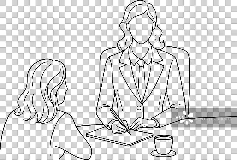 穿着商务服装的女性坐在对面图片素材