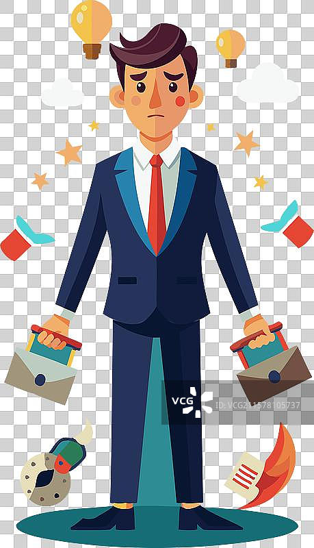 被符号包围的压力山大的商人图片素材