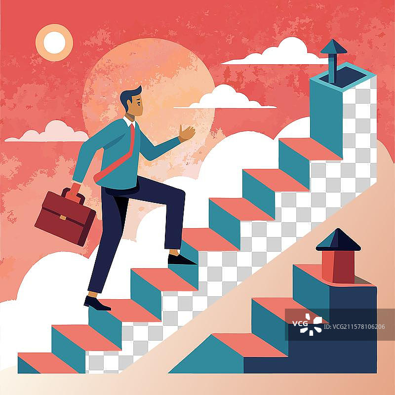 攀登职业阶梯与商业增长图片素材