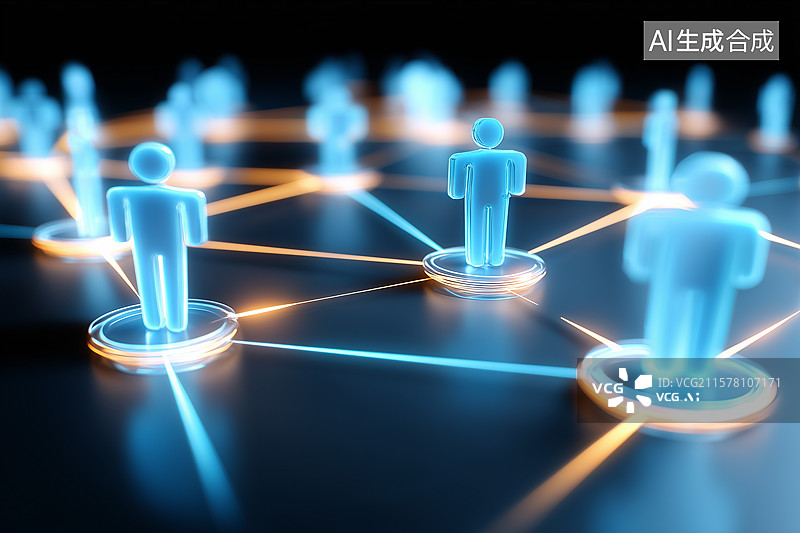 【AI数字艺术】用线条连接的发光模型人物图片素材