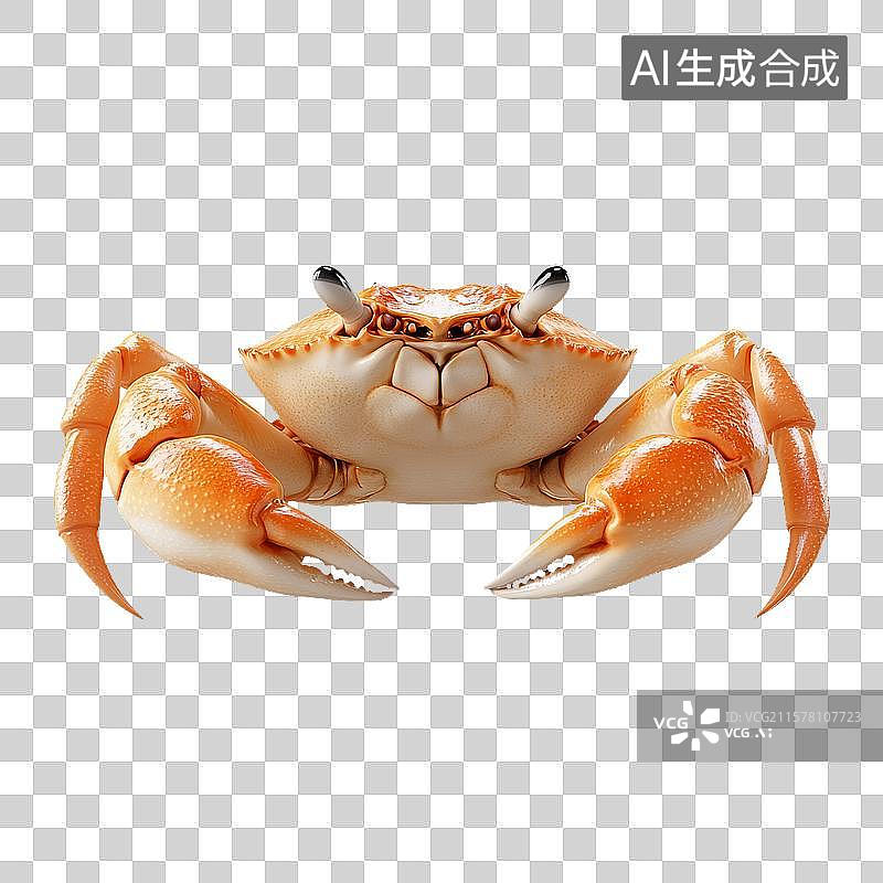 【AI数字艺术】一只橙色的螃蟹正面特写图片素材