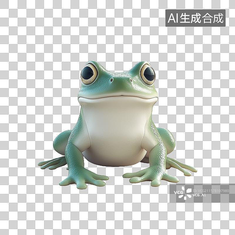 【AI数字艺术】绿色青蛙的正面特写图片素材