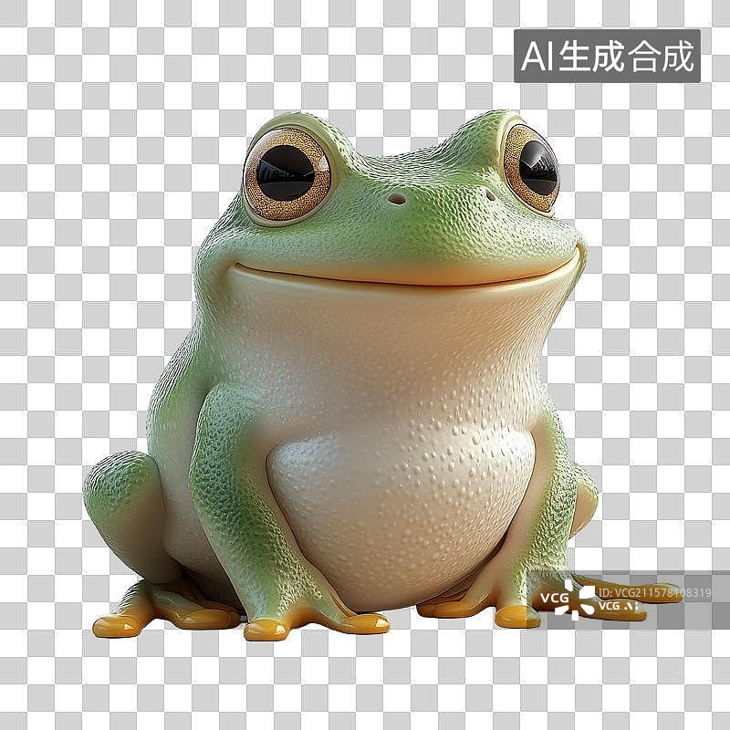 【AI数字艺术】绿色青蛙的卡通形象图片素材