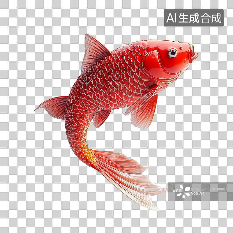 【AI数字艺术】红色锦鲤鱼的特写图像图片素材