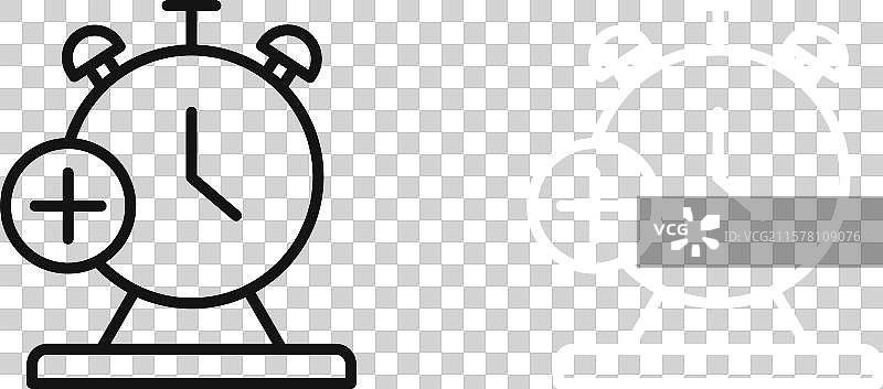 黑白轮廓的警报加号图标集图片素材