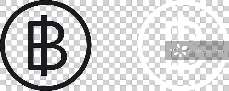 黑白轮廓的泰铢符号集合图片素材