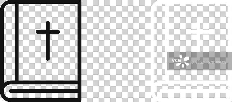 黑白轮廓的圣经图标集图片素材