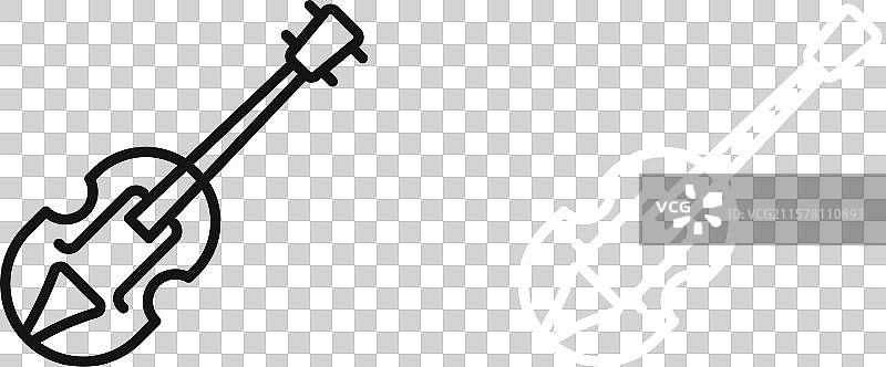 黑白轮廓的大提琴图标集图片素材