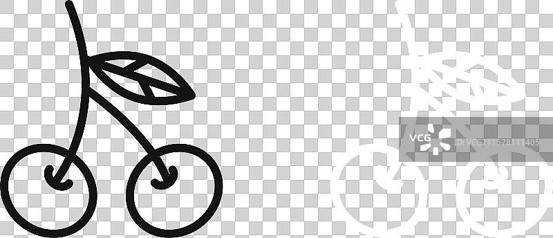 黑白轮廓樱桃图标集图片素材