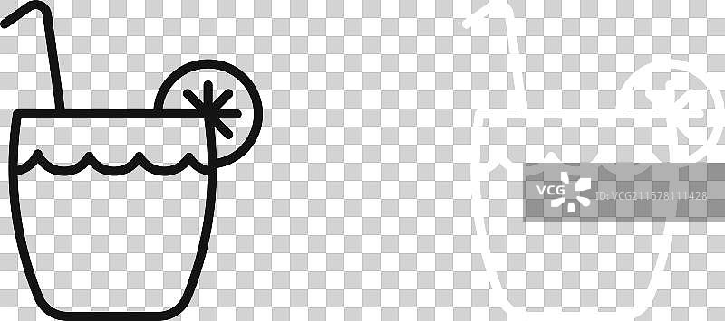 黑白轮廓的柑橘玻璃图标集图片素材