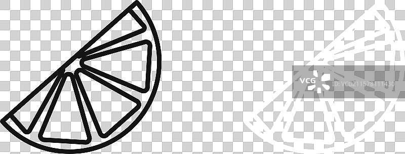 黑白轮廓的柑橘切片图标集图片素材