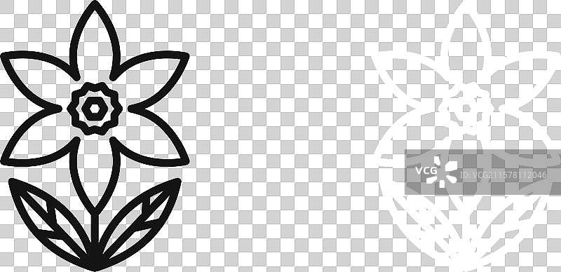 黑白水仙花图标集图片素材