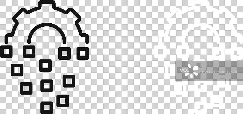 黑色和白色的数字化转型图标集图片素材