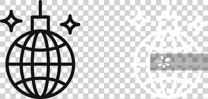 黑白轮廓的迪斯科球图标集图片素材