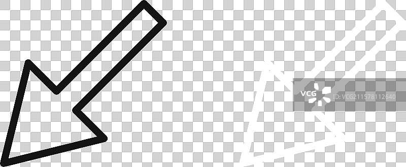 黑白轮廓的向下左侧图标集图片素材