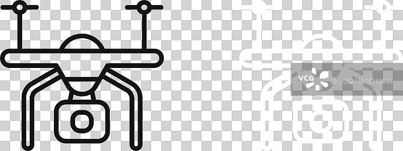 黑白轮廓的无人机图标集图片素材