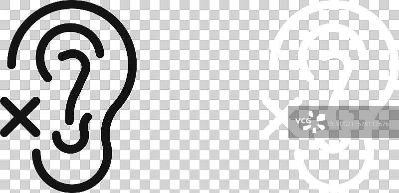 耳聋图标集，黑白轮廓设计图片素材