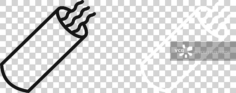 黑白电缆图标集图片素材