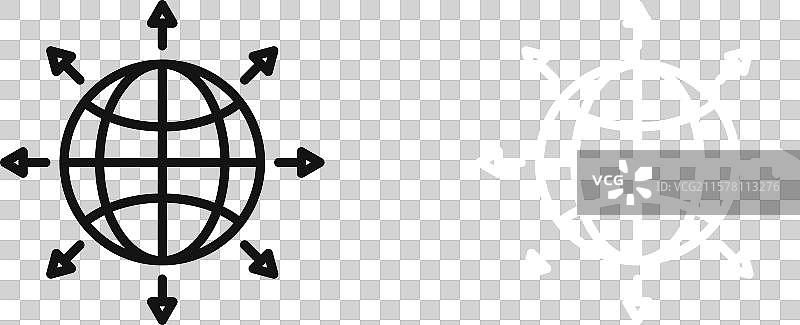 黑白色外部世界图标集图片素材