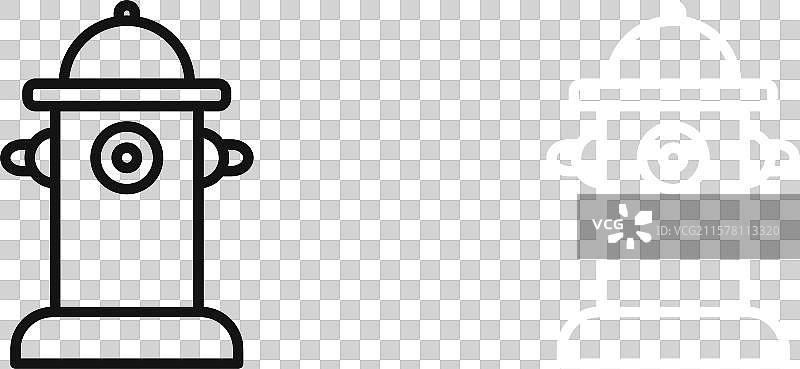 黑白轮廓的消防栓图标集图片素材