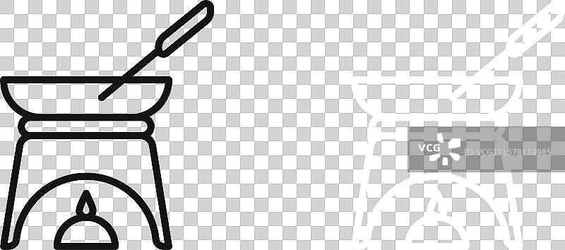 黑白轮廓的火锅图标集图片素材