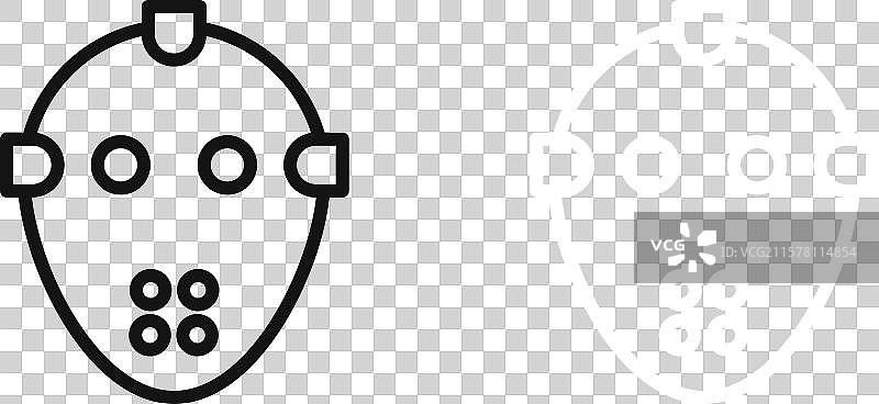 黑白轮廓的冰球面具图标集图片素材