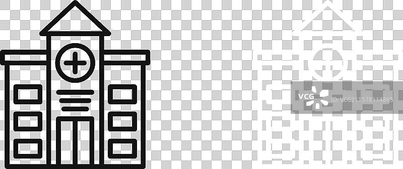 黑白轮廓的医院图标集图片素材