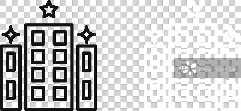 黑白轮廓的酒店图标集图片素材