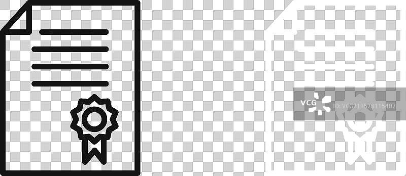 黑白轮廓的许可证图标集图片素材