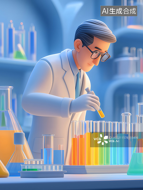 【AI数字艺术】一个男人在研究所进行研究工作图片素材