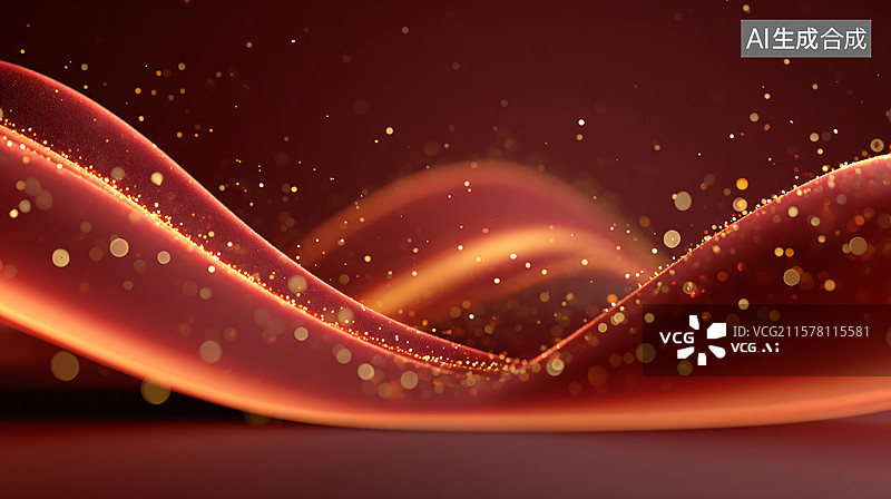 【AI数字艺术】红金流动光效年会背景图图片素材
