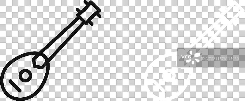 黑白轮廓的曼陀林图标集图片素材