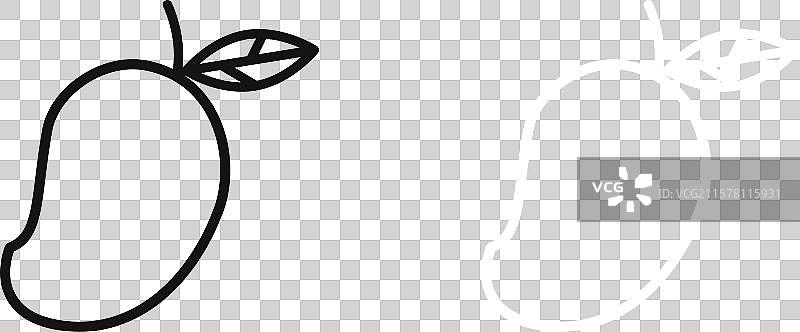 黑白轮廓的芒果图标集图片素材