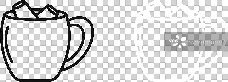 黑白棉花糖杯图标集图片素材