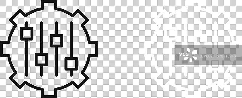 黑白色调的大规模定制图标集图片素材