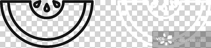 黑白轮廓的西瓜图标集图片素材