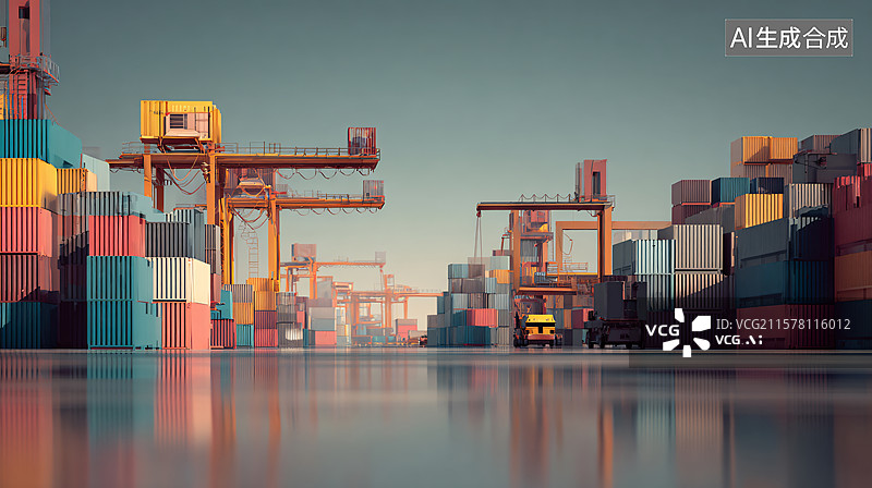 【AI数字艺术】港口货运场景图图片素材