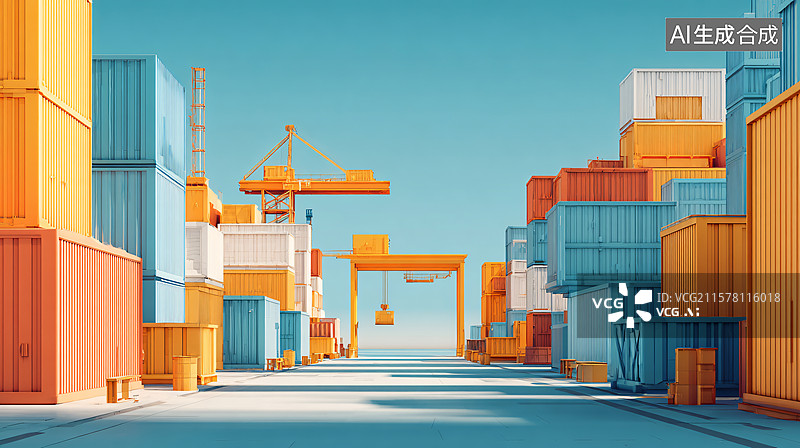 【AI数字艺术】港口货运场景图图片素材