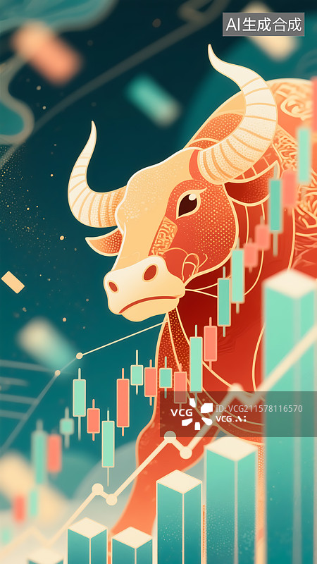 【AI数字艺术】牛市金融概念插画图片素材