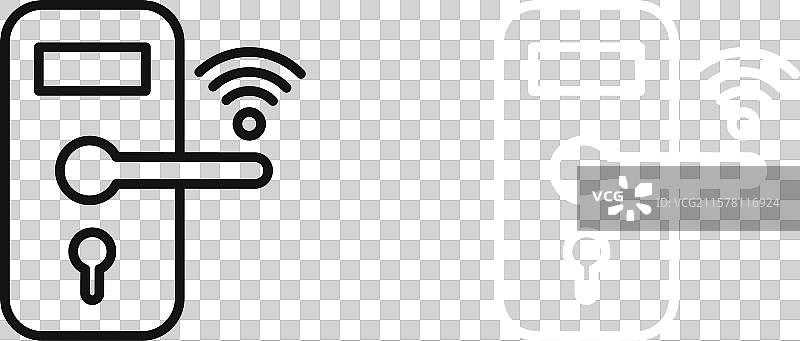 黑白轮廓的NFC锁图标集图片素材