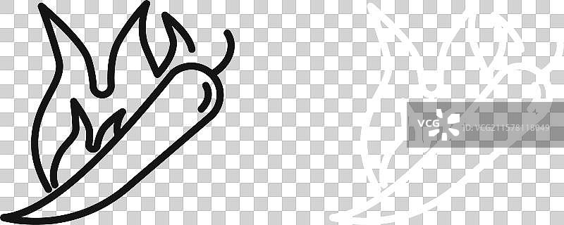 黑白轮廓的辣椒图标集图片素材