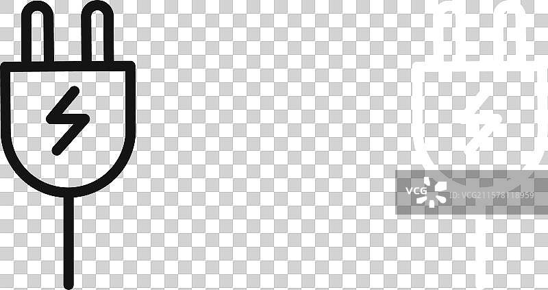 黑白轮廓的插头图标集图片素材